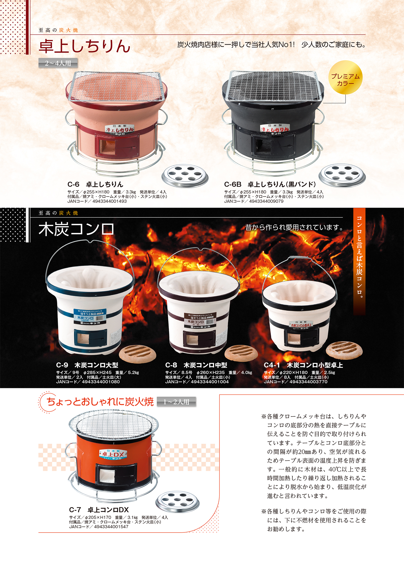 厨房機器：珪藻土炭火式・木炭式コンロの総合メーカー・キンカ株式会社 